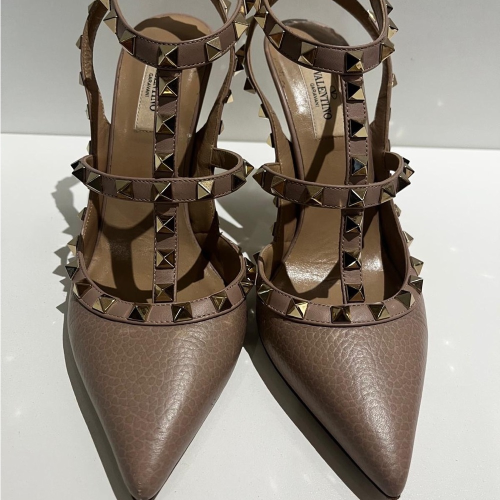 Valentino Women's Studded Tan Heels